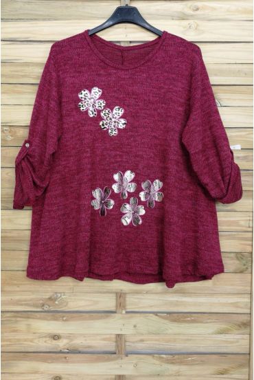 GRANDE TAILLE PULL FLOCAGE 4022 BORDEAUX