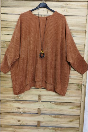 GRANDE TAILLE EFFET VELOUR + COLLIER OFFERT 4019 CAMEL