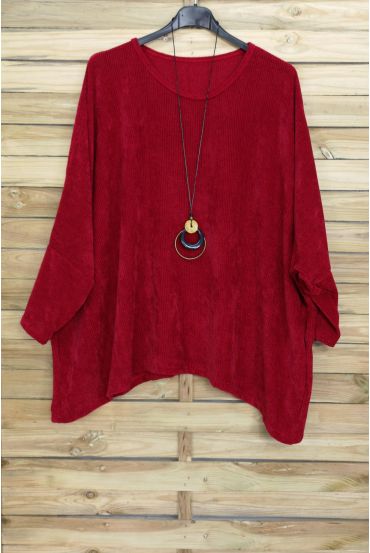 GRANDE TAILLE EFFET VELOUR + COLLIER OFFERT 4019 ROUGE