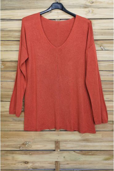 PULL FIN OVERSIZE COL V 4011 BRIQUE