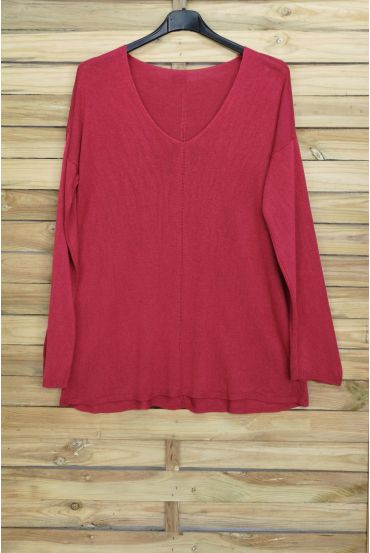 SWETER W KOŃCU PONADGABARYTOWYCH V-NECK 4011 BORDEAUX