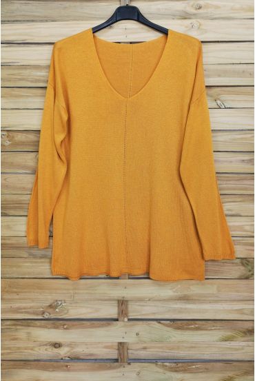 PULL FIN OVERSIZE COL V 4011 MOUTARDE