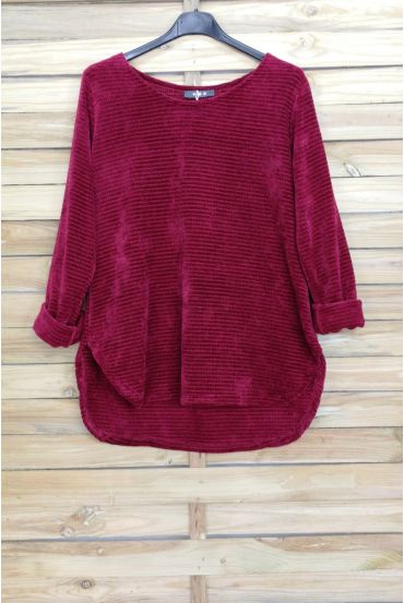 PULL EN VELOUR 4005 BORDEAUX