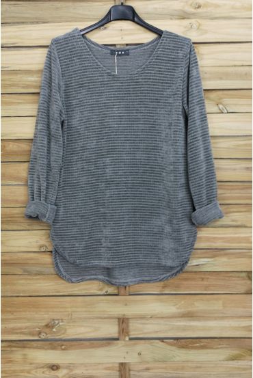 PULL EN VELOUR 4005 GRIS