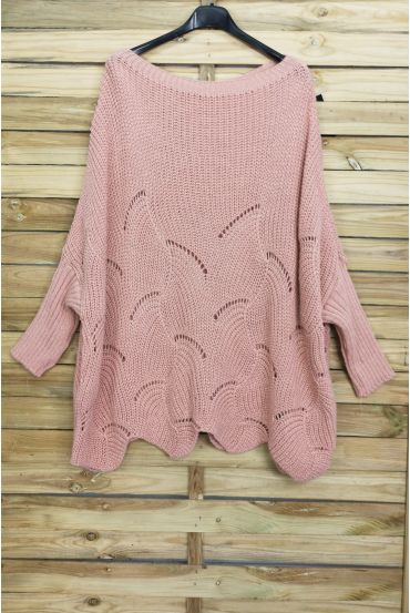 PULLOVER OVERSIZE AJOURE 4008 ROSE