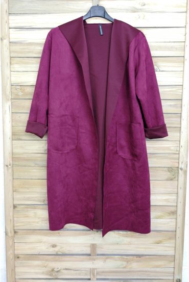 VESTE ASPECT DAIM A CAPUCHE 4025 BORDEAUX