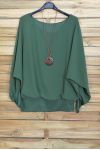 TOP VOILAGE DOUBLE + COLLIER OFFERT 4030 VERT MILITAIRE