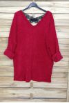 UNA MAGLIA MORBIDA, OVERSIZE SCHIENA IN PIZZO CROCE-4044 M ROSSO