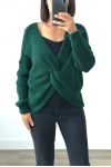 PULLOVER EN LAINE CROISE 4004 VERT