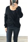 PULLOVER EN LAINE CROISE 4004 NOIR