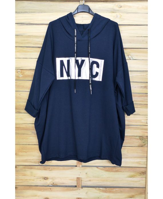 DUŻY ROZMIAR SWETER BLUZA NYC 5009 CIEMNO-NIEBIESKI