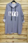 DUŻY ROZMIAR SWETER BLUZA NYC 5009 SZARY