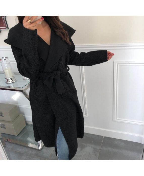 manteau long noir capuche