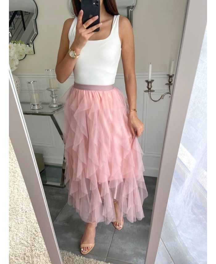 Jupe Longue Tulle 5245 Rose Grossiste Pret A 9818