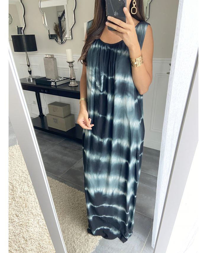  ROBE  LONGUE TIE  AND DYE  2841 NOIR www grossiste pret a 