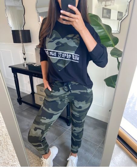 NERO CAMOUFLAGE FELPA + PANTALONI SET