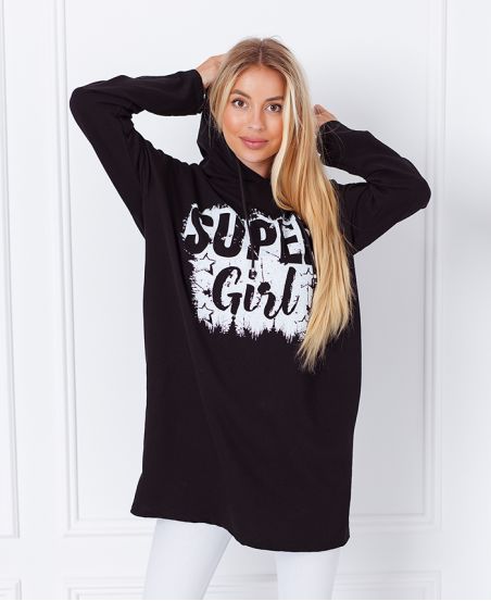 SUÉTER SUDADERA LARGA SUPER CHICA 1359 NEGRO