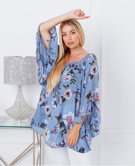 TÚNICA ESTAMPADA OVERSIZE 20155 AZUL