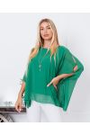 SHEER TUNIC + NECKLACE OFFERED 7510 EMERALD GREEN