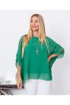 SHEER TUNIC + NECKLACE OFFERED 7510 EMERALD GREEN