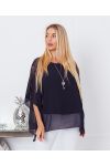 TUNIQUE VOILAGE + COLLIER OFFERT 7510 BLEU MARINE