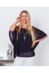 TUNIQUE VOILAGE + COLLIER OFFERT 7510 BLEU MARINE