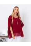 TUNIQUE VOILAGE + COLLIER OFFERT 7510 BORDEAUX