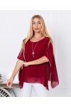 TUNIQUE VOILAGE + COLLIER OFFERT 7510 BORDEAUX