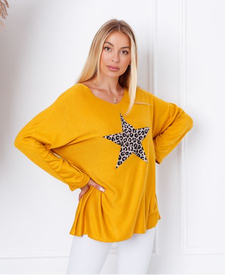 THIN LOOSE SWEATER ETOILE LEOPARD 8948 MUSTARD