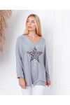 MAGLIONE SOTTILE SCIOLTO ETOILE LEOPARD 8948 GRIGIO CHIARO