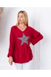 LOCKERER PULLOVER LEOPARD STERN 8948 BORDEAUX