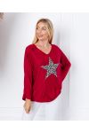 LOCKERER PULLOVER LEOPARD STERN 8948 BORDEAUX