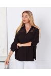 CAMICIA IN PIZZO CON PAILLETTES 9261 NERO