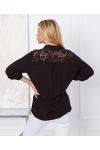 CAMICIA IN PIZZO CON PAILLETTES 9261 NERO