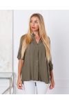 CAMICIA IN PIZZO PAILLETTES 9261 VERDE MILITARE