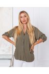 CAMICIA IN PIZZO PAILLETTES 9261 VERDE MILITARE