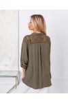 CAMICIA IN PIZZO PAILLETTES 9261 VERDE MILITARE