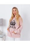 PULLOVER CON CAPPUCCIO QUEEN 9628 ROSA