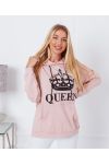 RÓŻOWY SWETER Z KAPTUREM QUEEN 9628