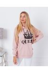 PULLOVER CON CAPPUCCIO QUEEN 9628 ROSA