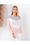 PULLOVER 3 COULEURS 2589 ROSE