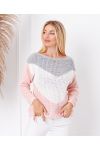 PULLOVER 3 COULEURS 2589 ROSE