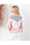 PULLOVER 3 COULEURS 2589 ROSE