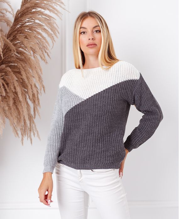 PULLOVER 3 COULEURS 2589 GRIS