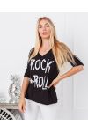 T-SHIRT COTTON ROCK N ROLL 6661 ZWART