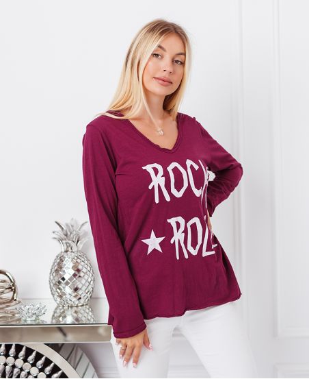 T-SHIRT KATOEN ROCK N ROLL 6661 BORDEAUX