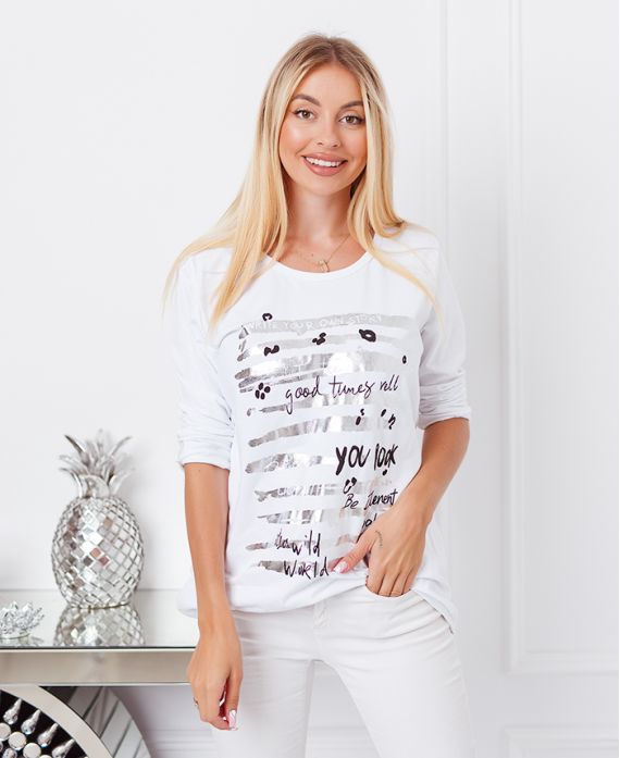 TOP FLUIDO AFFOLLAMENTO SCRITTURA 19277 BIANCO