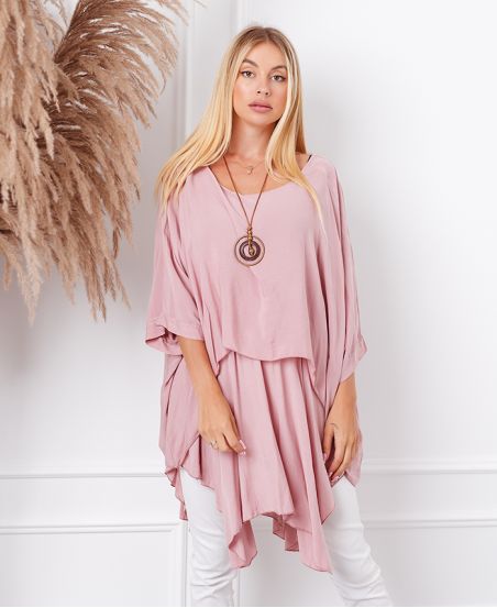 TUNIKA OVERSIZE-OVERLAY + HALSKETTE ANGEBOTEN 19263 ROSE