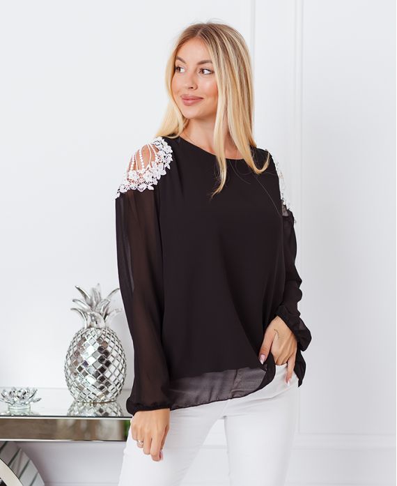 TUNIC SHOULDERS LACE 9263 BLACK