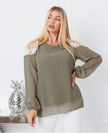 TUNIC SHOULDERS LACE 9263 MILITARY GREEN